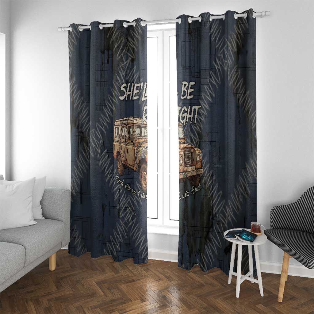 New Zealand She’ll Be Right Window Curtain NZ Slang No. 8 Wire Map Pattern