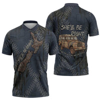 New Zealand She’ll Be Right Zipper Polo Shirt NZ Slang No. 8 Wire Map Pattern