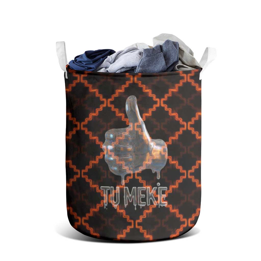 Tu Meke Maori New Zealand Slang Laundry Basket with Glow Neon Step Style