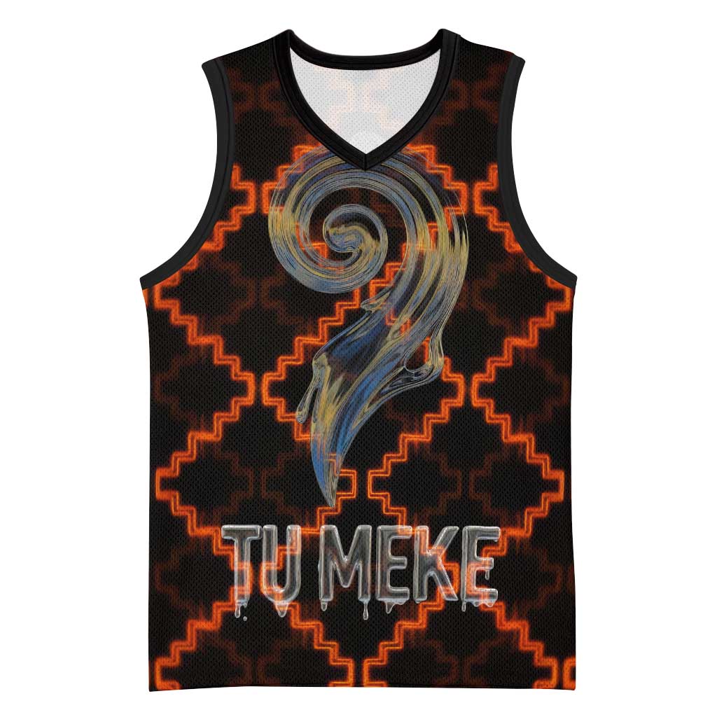 Tu Meke Maori New Zealand Slang Basketball Jersey with Glow Neon Step Style