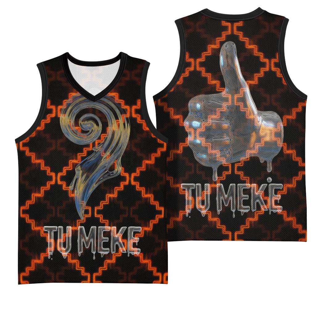 Tu Meke Maori New Zealand Slang Basketball Jersey with Glow Neon Step Style