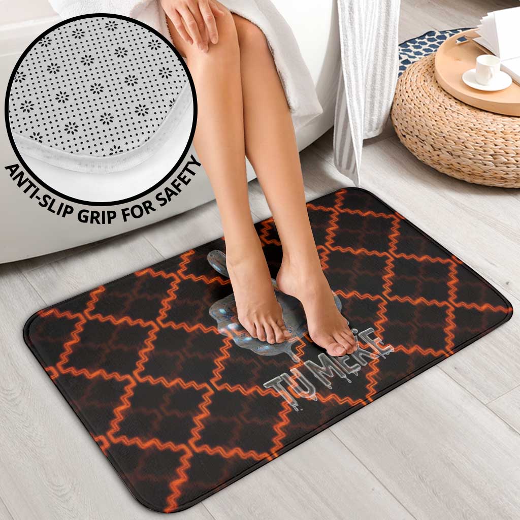 Tu Meke Maori New Zealand Slang Bathroom Set with Glow Neon Step Style