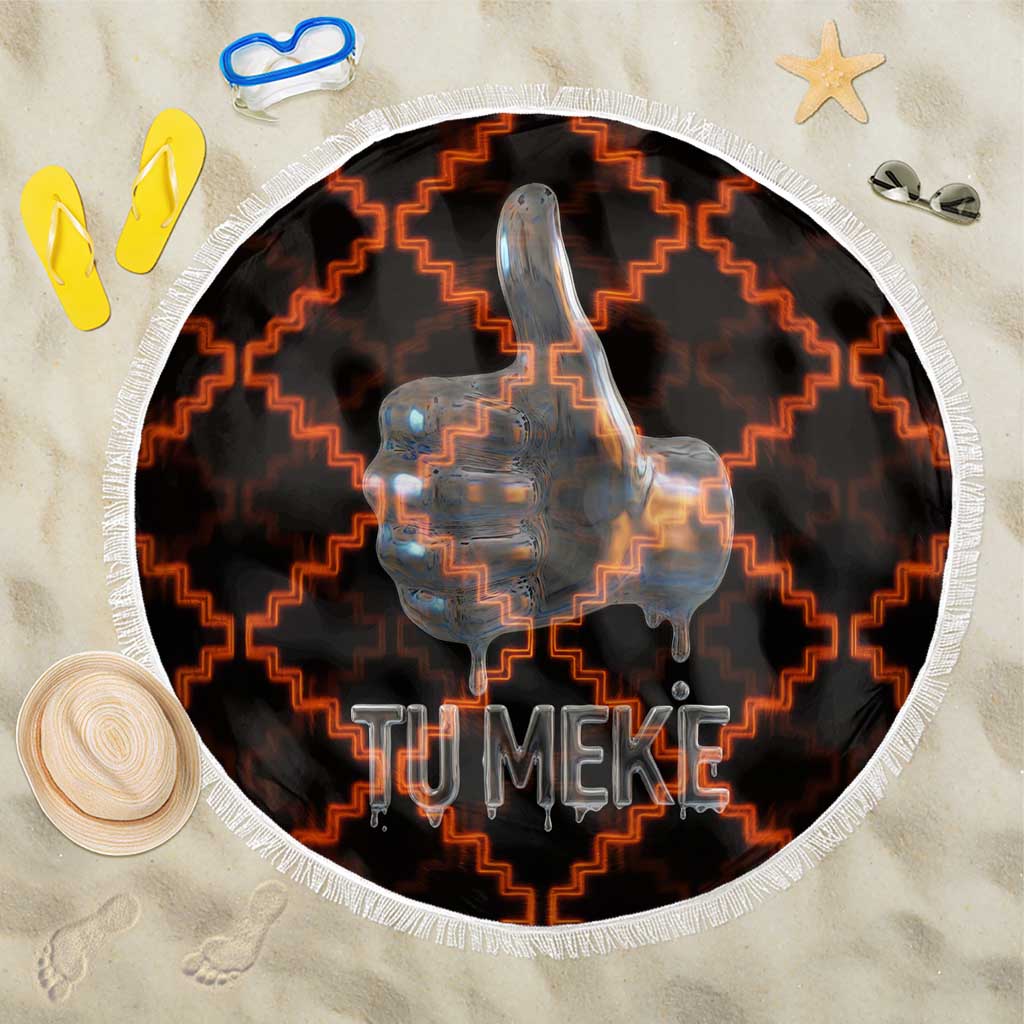 Tu Meke Maori New Zealand Slang Beach Blanket with Glow Neon Step Style