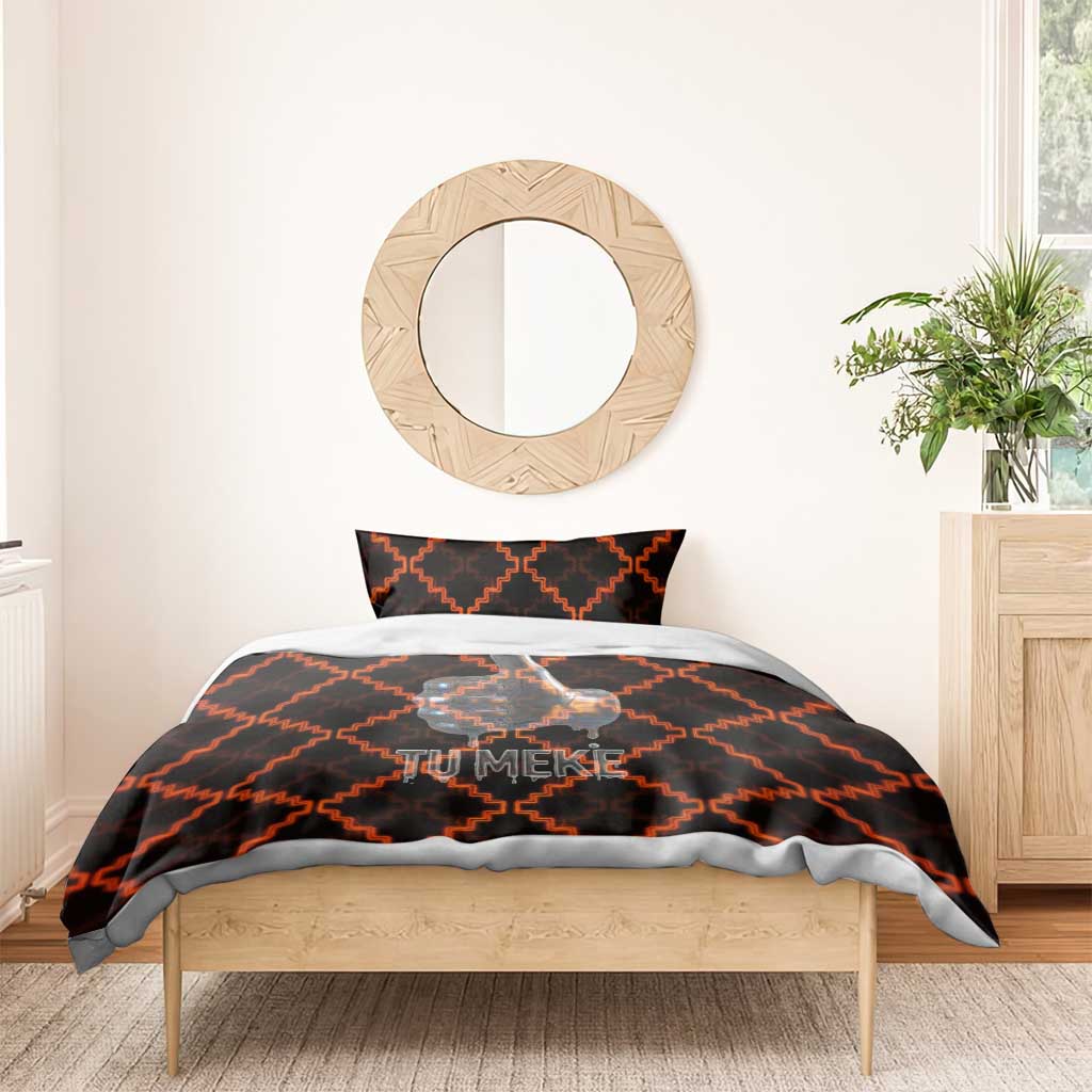 Tu Meke Maori New Zealand Slang Bedding Set with Glow Neon Step Style