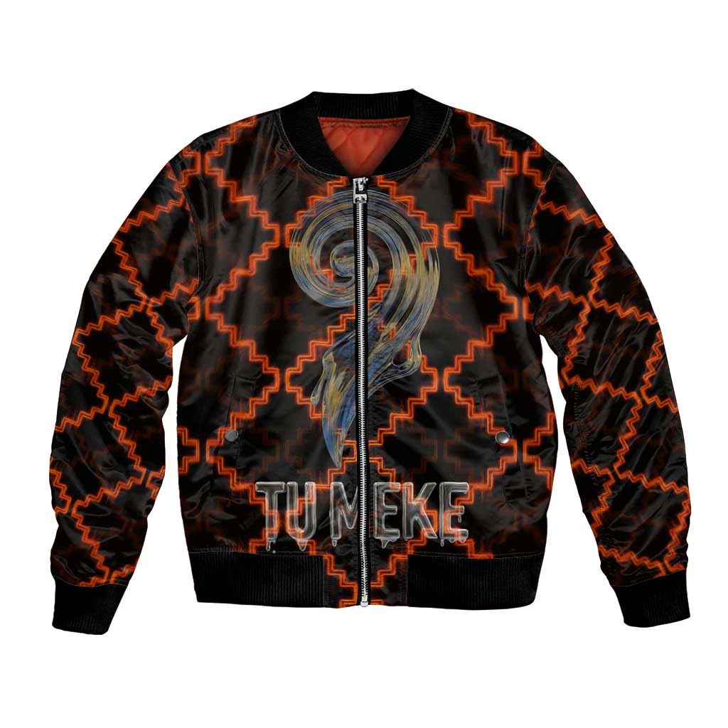 Tu Meke Maori New Zealand Slang Bomber Jacket with Glow Neon Step Style