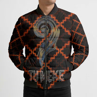 Tu Meke Maori New Zealand Slang Bomber Puffer Jacket with Glow Neon Step Style
