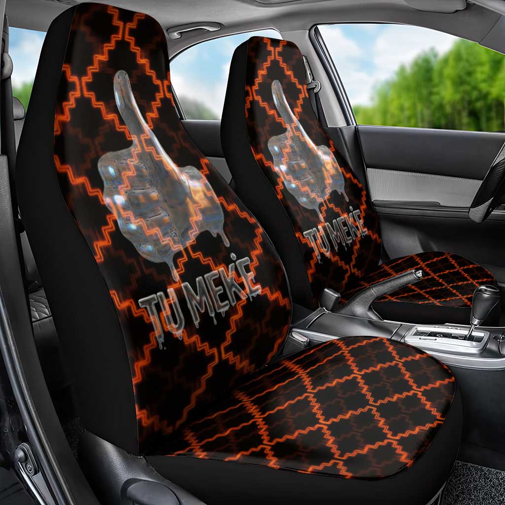 Tu Meke Maori New Zealand Slang Car Seat Cover with Glow Neon Step Style