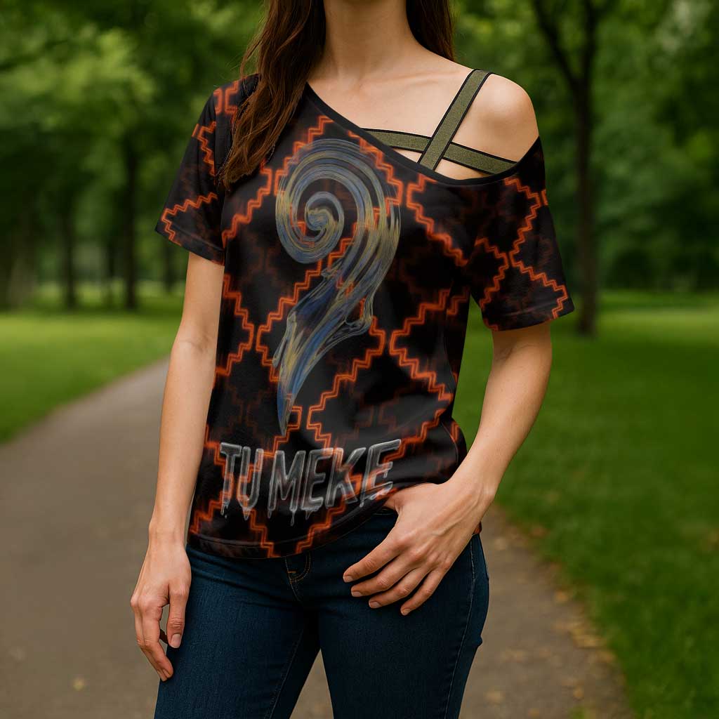 Tu Meke Maori New Zealand Slang Cross Shoulder Shirt with Glow Neon Step Style