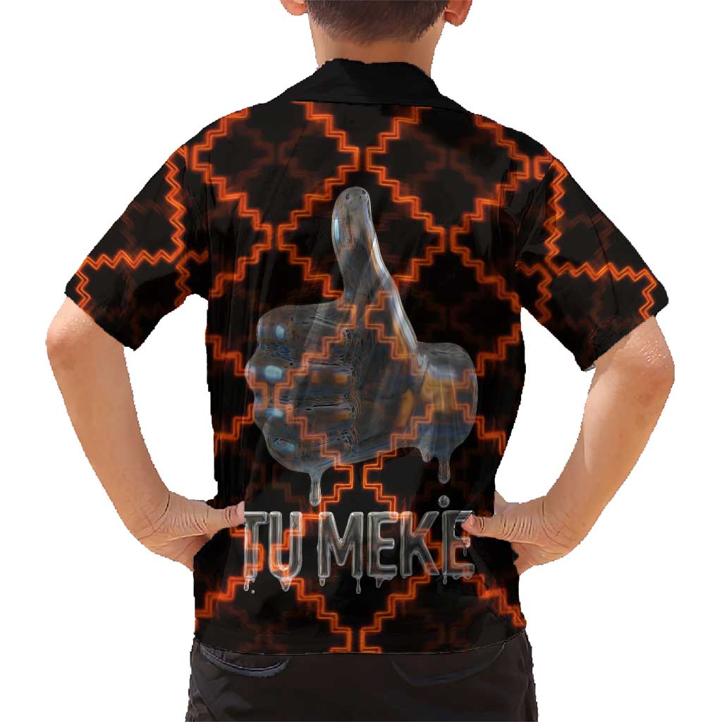 Tu Meke Maori New Zealand Slang Family Matching Long Sleeve Bodycon Dress and Hawaiian Shirt with Glow Neon Step Style TS04 - Polynesian Pride