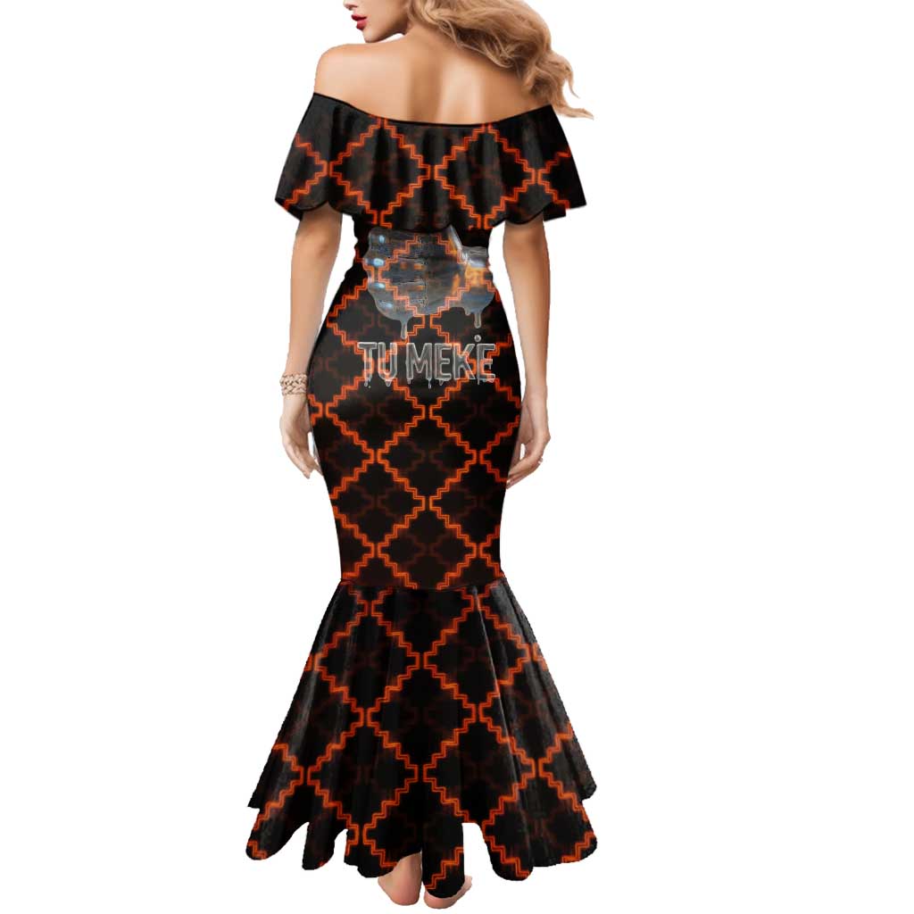Tu Meke Maori New Zealand Slang Family Matching Mermaid Dress and Hawaiian Shirt with Glow Neon Step Style TS04 - Polynesian Pride