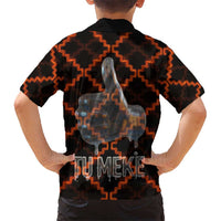 Tu Meke Maori New Zealand Slang Family Matching Off The Shoulder Long Sleeve Dress and Hawaiian Shirt with Glow Neon Step Style TS04 - Polynesian Pride