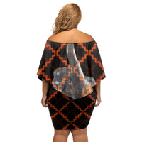Tu Meke Maori New Zealand Slang Family Matching Off Shoulder Short Dress and Hawaiian Shirt with Glow Neon Step Style TS04 - Polynesian Pride