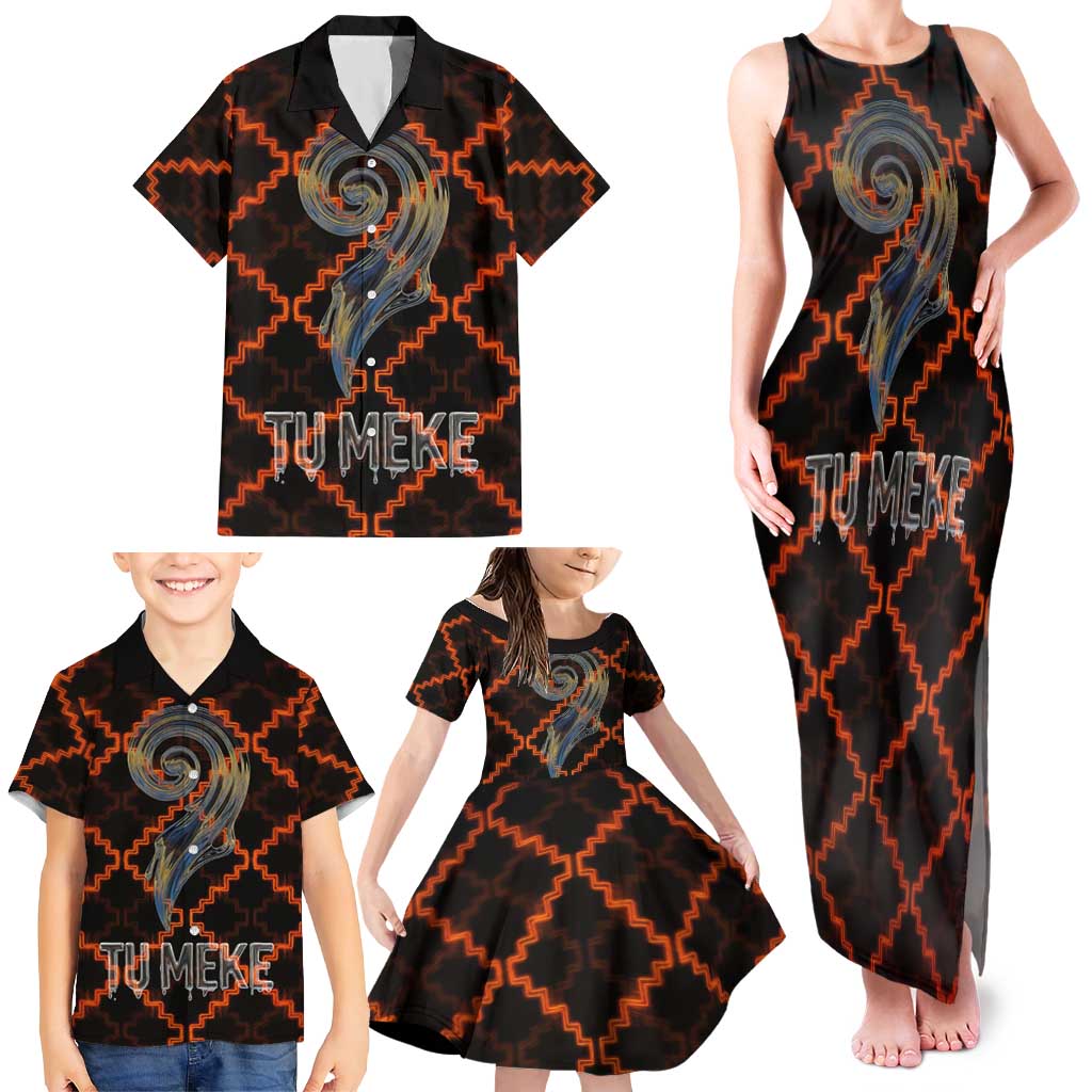 Tu Meke Maori New Zealand Slang Family Matching Tank Maxi Dress and Hawaiian Shirt with Glow Neon Step Style TS04 - Polynesian Pride