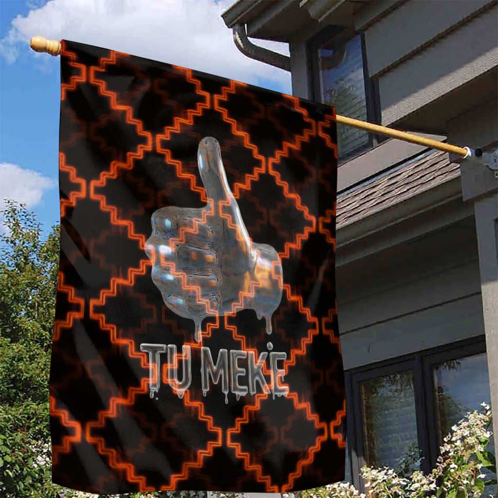 Tu Meke Maori New Zealand Slang Garden Flag with Glow Neon Step Style
