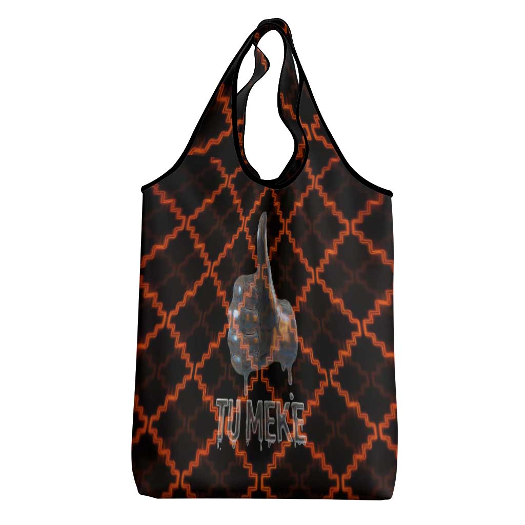 Tu Meke Maori New Zealand Slang Grocery Bag with Glow Neon Step Style