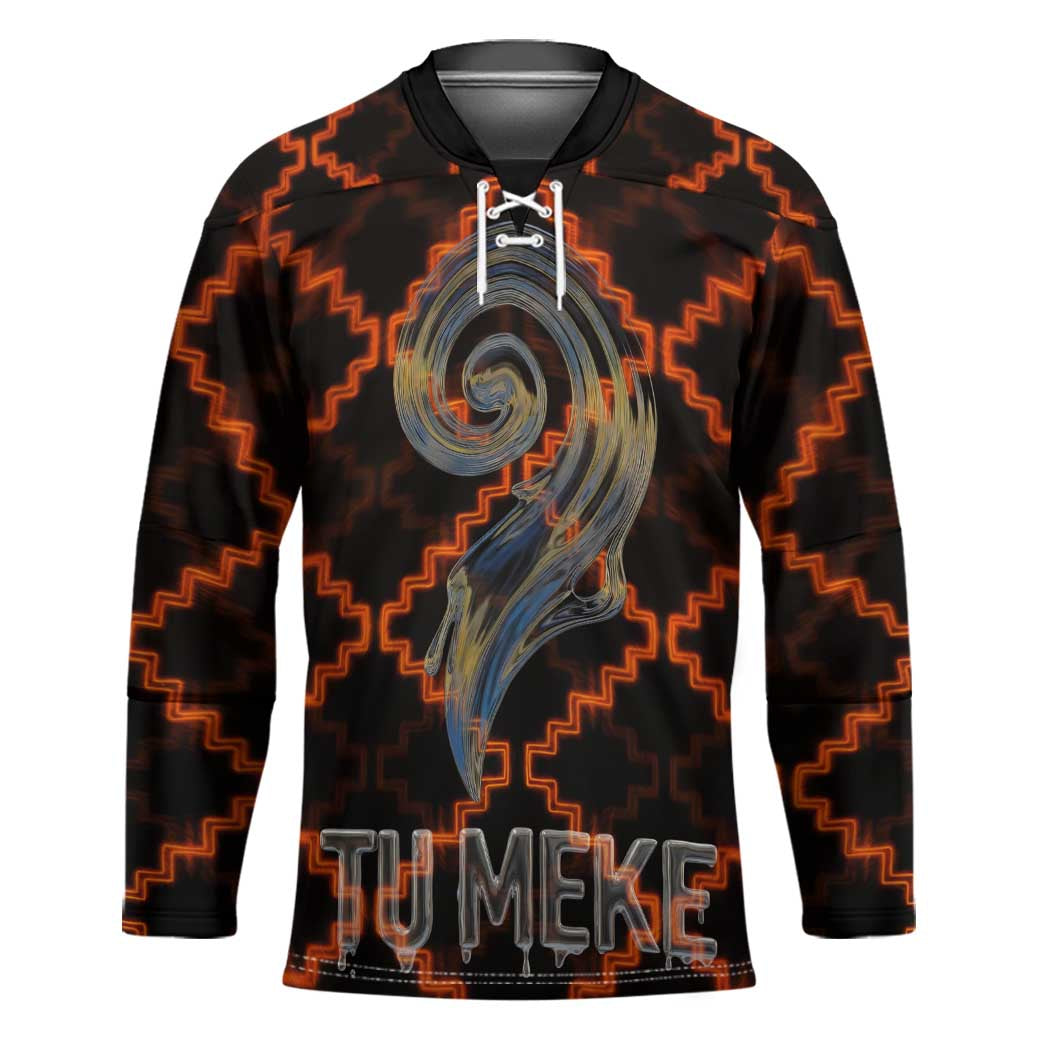 Tu Meke Maori New Zealand Slang Hockey Jersey with Glow Neon Step Style