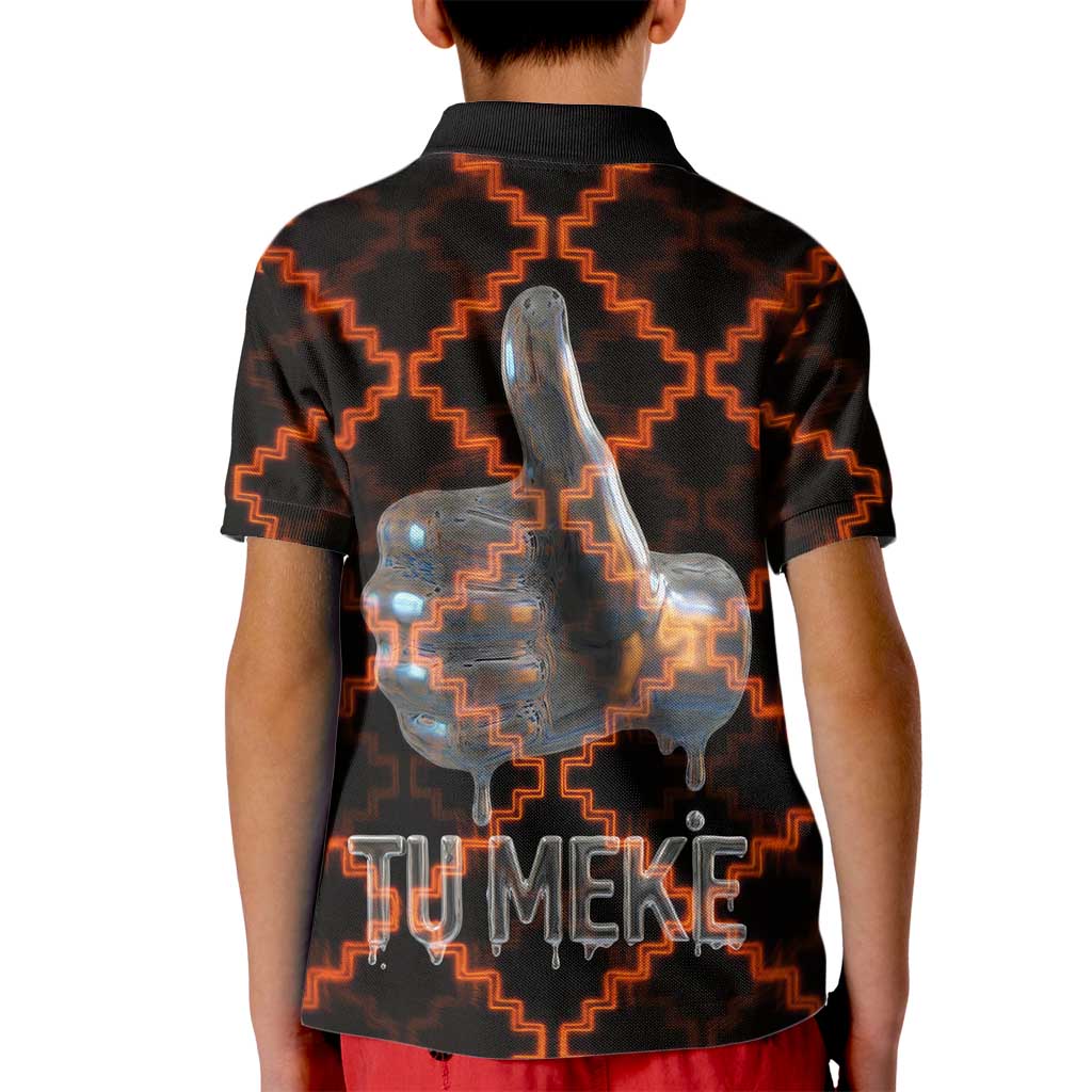 Tu Meke Maori New Zealand Slang Kid Polo Shirt with Glow Neon Step Style