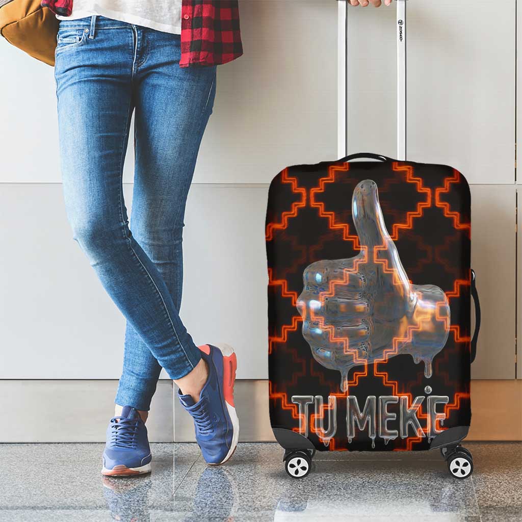 Tu Meke Maori New Zealand Slang Luggage Cover with Glow Neon Step Style