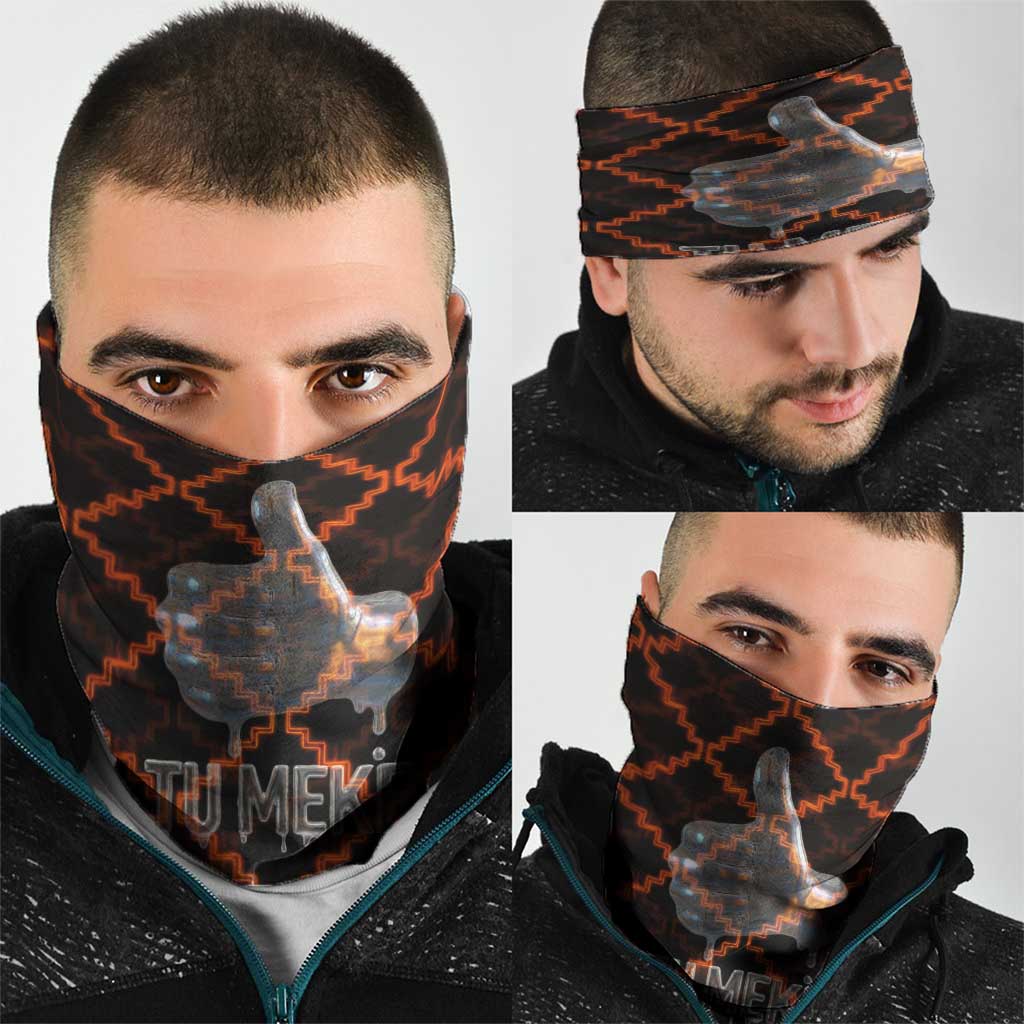 Tu Meke Maori New Zealand Slang Neck Gaiter with Glow Neon Step Style