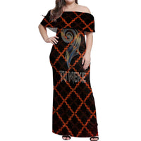 Tu Meke Maori New Zealand Slang Off Shoulder Maxi Dress with Glow Neon Step Style