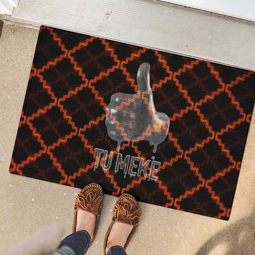 Tu Meke Maori New Zealand Slang Rubber Doormat with Glow Neon Step Style