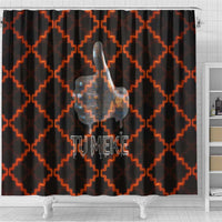 Tu Meke Maori New Zealand Slang Shower Curtain with Glow Neon Step Style
