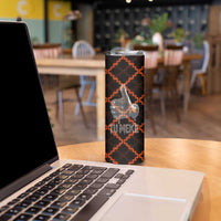 Tu Meke Maori New Zealand Slang Skinny Tumbler with Glow Neon Step Style