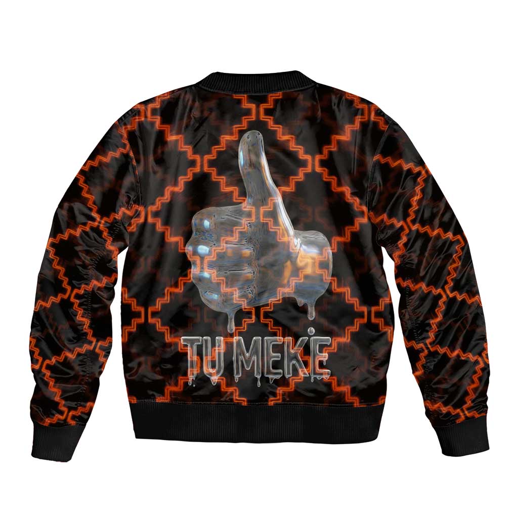 Tu Meke Maori New Zealand Slang Sleeve Zip Bomber Jacket with Glow Neon Step Style
