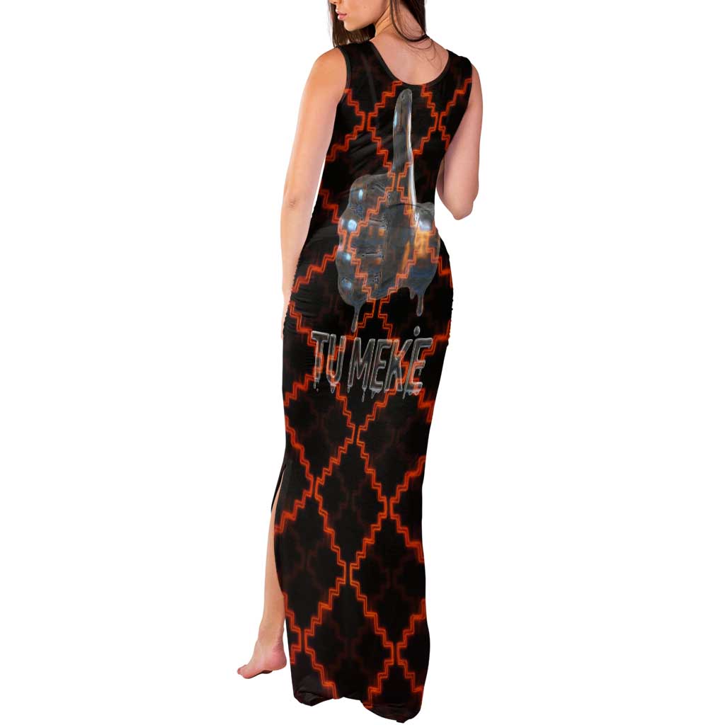 Tu Meke Maori New Zealand Slang Tank Maxi Dress with Glow Neon Step Style