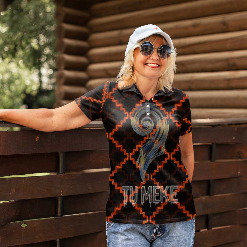 Tu Meke Maori New Zealand Slang Women Polo Shirt with Glow Neon Step Style