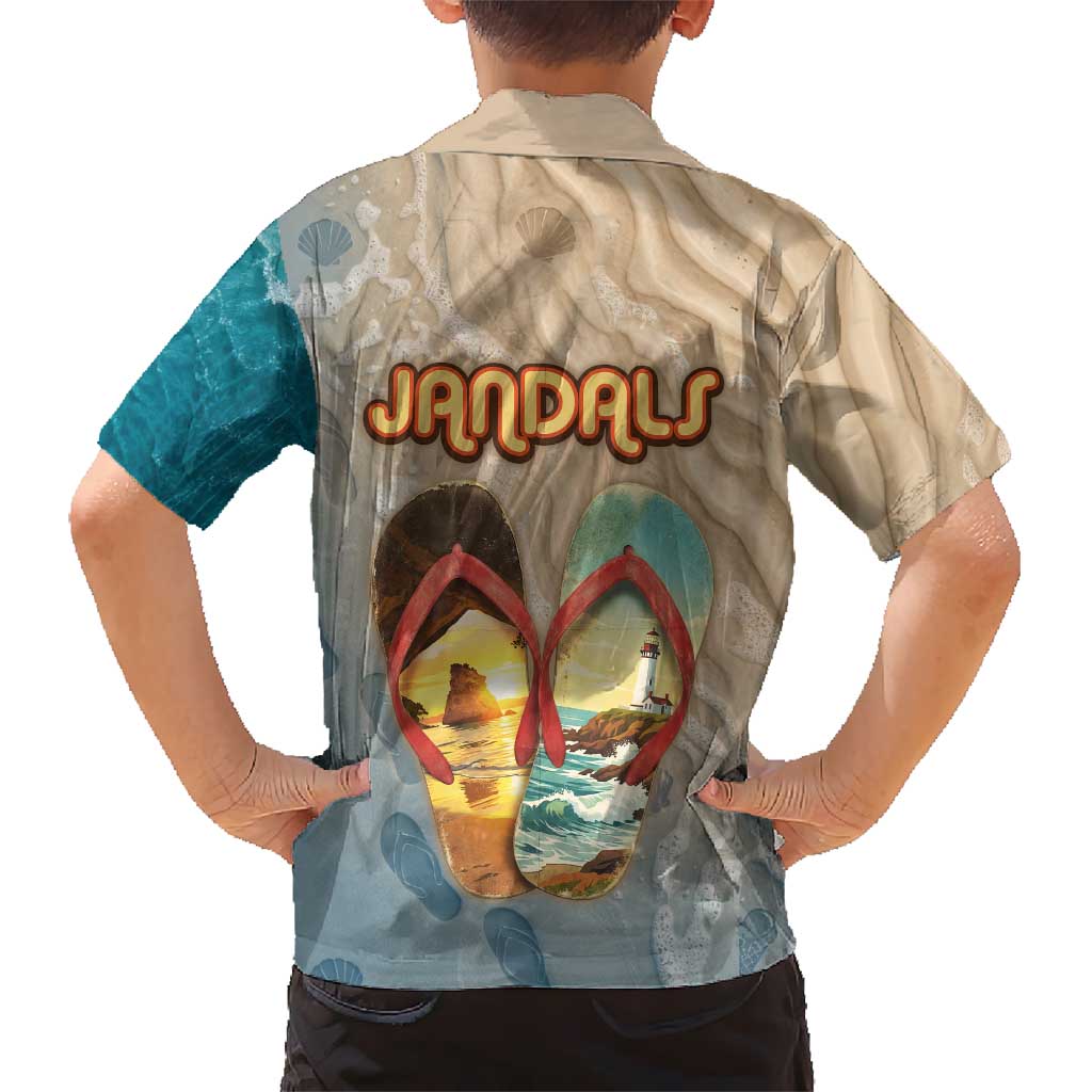 Kiwi Jandal Beach Life Family Matching Long Sleeve Bodycon Dress and Hawaiian Shirt New Zealand Flip Flops Ocean Wave Surf Style TS04 - Polynesian Pride