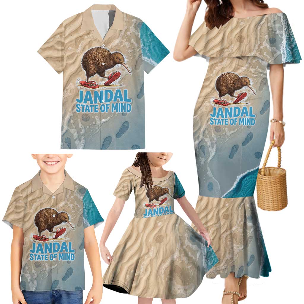 Kiwi Jandal Beach Life Family Matching Mermaid Dress and Hawaiian Shirt New Zealand Flip Flops Ocean Wave Surf Style TS04 - Polynesian Pride