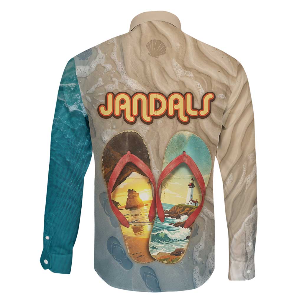 Kiwi Jandal Beach Life Family Matching Off The Shoulder Long Sleeve Dress and Hawaiian Shirt New Zealand Flip Flops Ocean Wave Surf Style TS04 - Polynesian Pride