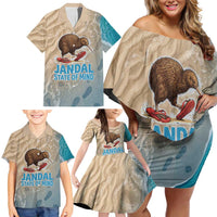 Kiwi Jandal Beach Life Family Matching Off Shoulder Short Dress and Hawaiian Shirt New Zealand Flip Flops Ocean Wave Surf Style TS04 - Polynesian Pride