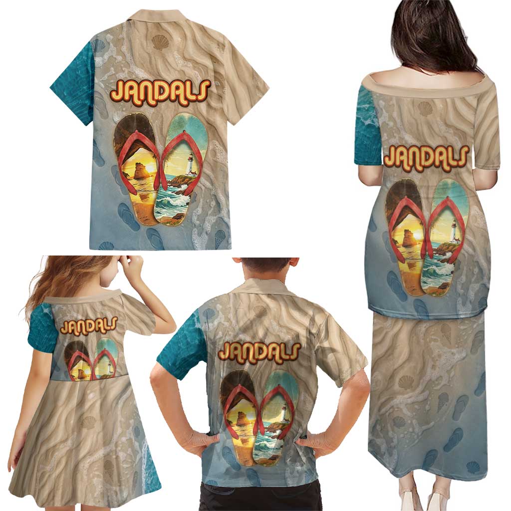 Kiwi Jandal Beach Life Family Matching Puletasi and Hawaiian Shirt New Zealand Flip Flops Ocean Wave Surf Style TS04 - Polynesian Pride