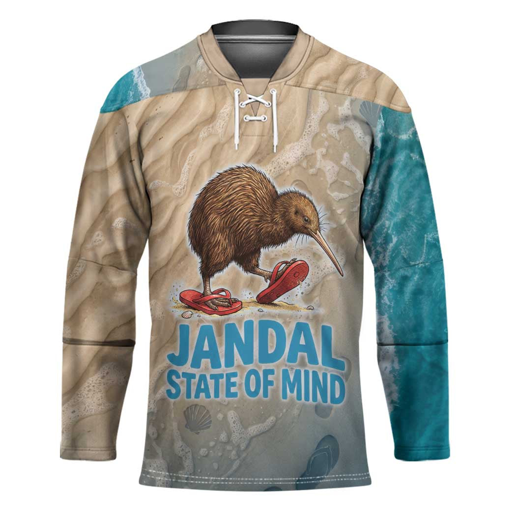 Kiwi Jandal Beach Life Hockey Jersey New Zealand Flip Flops Ocean Wave Surf Style