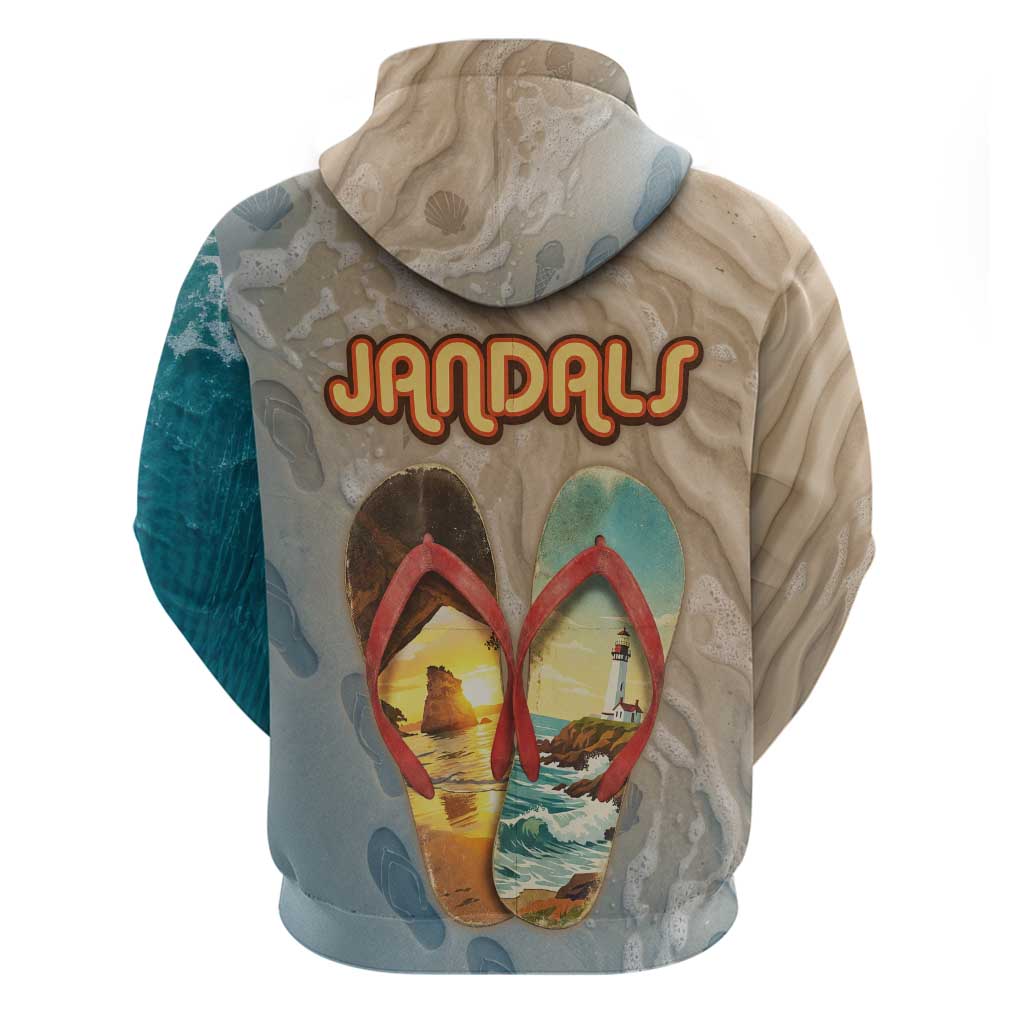 Kiwi Jandal Beach Life Hoodie New Zealand Flip Flops Ocean Wave Surf Style