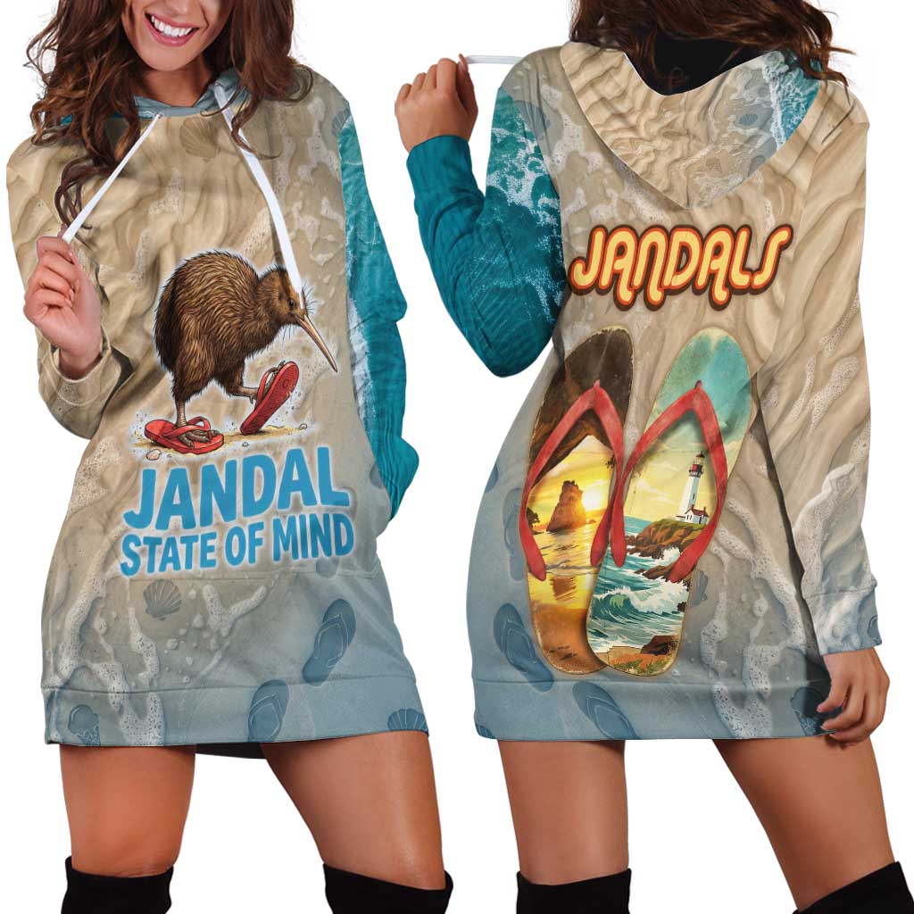 Kiwi Jandal Beach Life Hoodie Dress New Zealand Flip Flops Ocean Wave Surf Style
