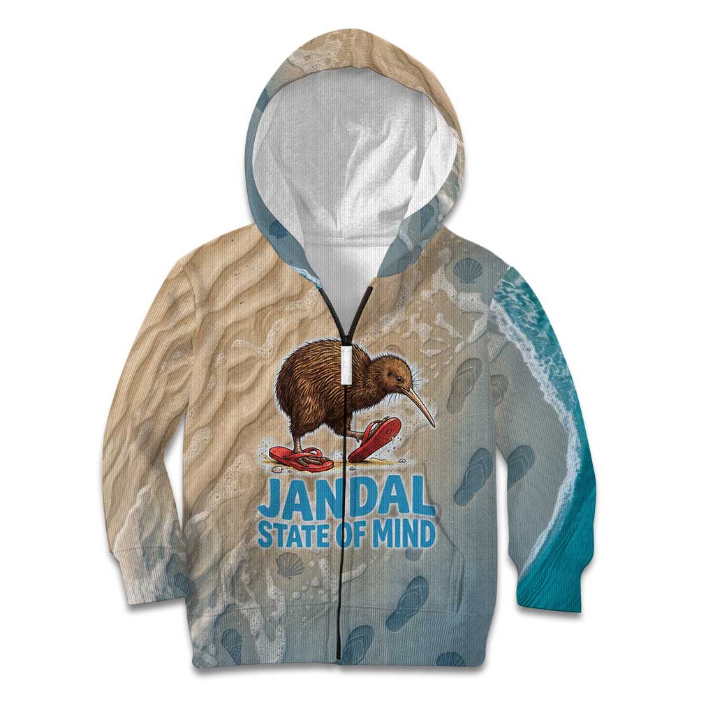 Kiwi Jandal Beach Life Kid Hoodie New Zealand Flip Flops Ocean Wave Surf Style