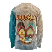 Kiwi Jandal Beach Life Long Sleeve Shirt New Zealand Flip Flops Ocean Wave Surf Style