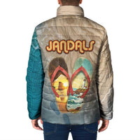Kiwi Jandal Beach Life Padded Jacket New Zealand Flip Flops Ocean Wave Surf Style