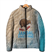 Kiwi Jandal Beach Life Padded Jacket New Zealand Flip Flops Ocean Wave Surf Style