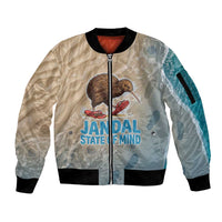 Kiwi Jandal Beach Life Sleeve Zip Bomber Jacket New Zealand Flip Flops Ocean Wave Surf Style