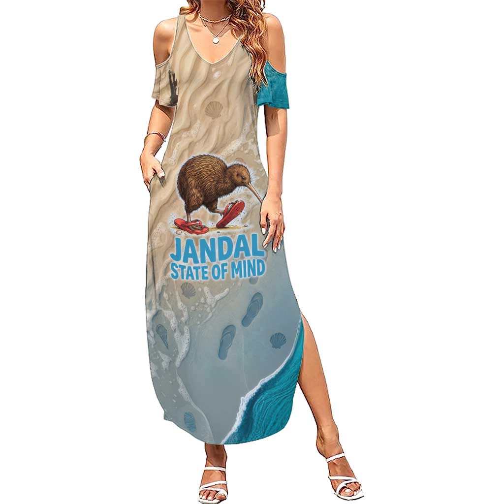 Kiwi Jandal Beach Life Summer Maxi Dress New Zealand Flip Flops Ocean Wave Surf Style