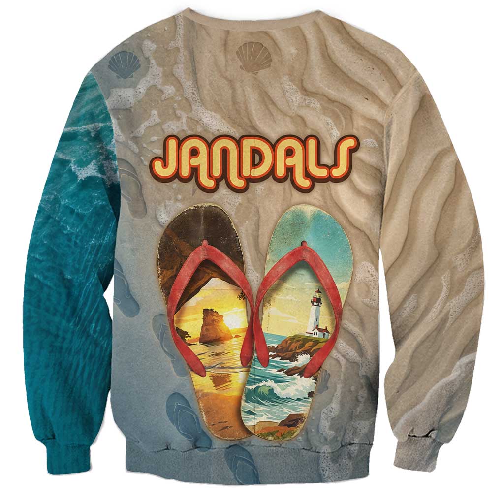 Kiwi Jandal Beach Life Sweatshirt New Zealand Flip Flops Ocean Wave Surf Style