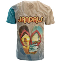 Kiwi Jandal Beach Life T Shirt New Zealand Flip Flops Ocean Wave Surf Style