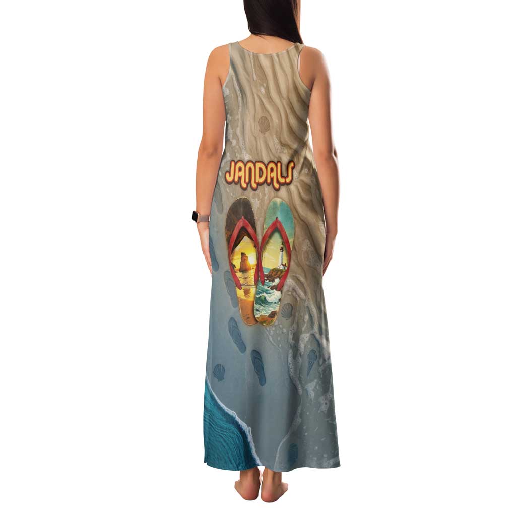 Kiwi Jandal Beach Life Tank Maxi Dress New Zealand Flip Flops Ocean Wave Surf Style