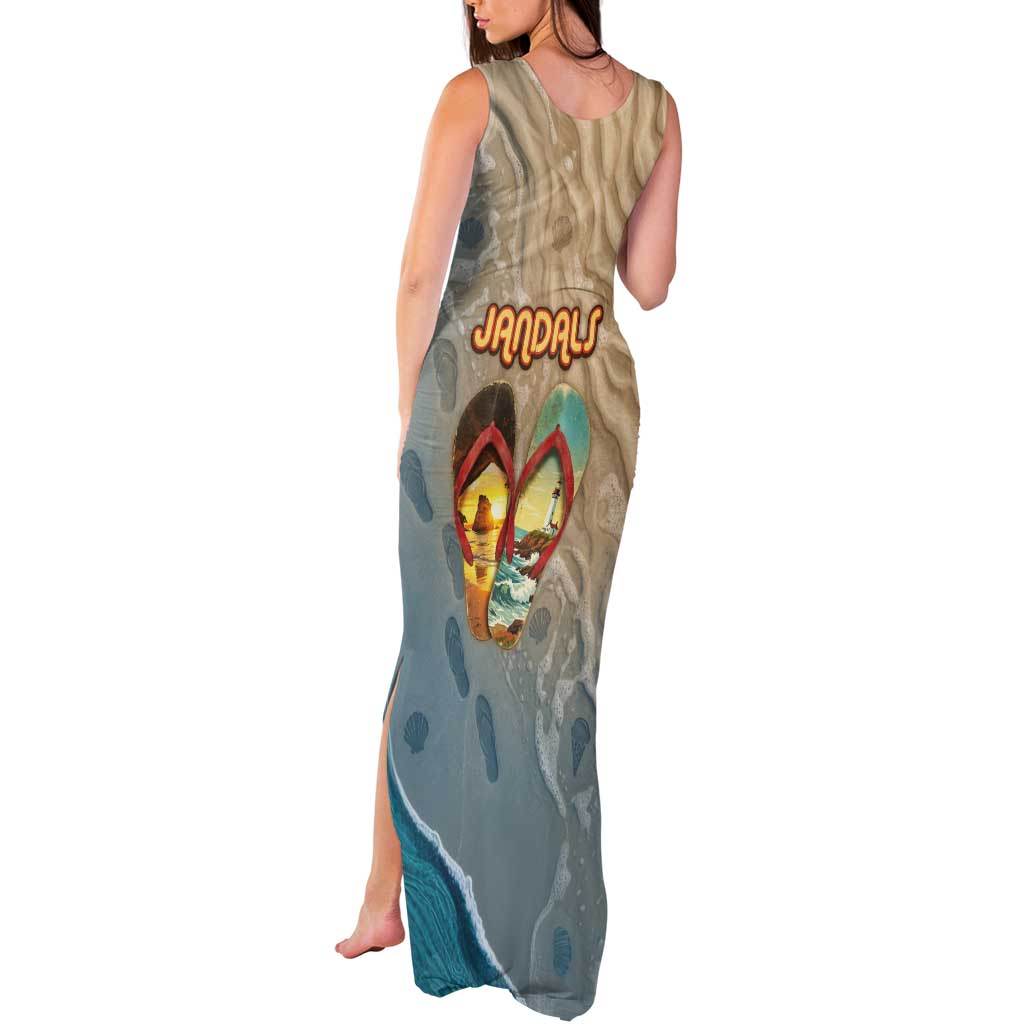 Kiwi Jandal Beach Life Tank Maxi Dress New Zealand Flip Flops Ocean Wave Surf Style
