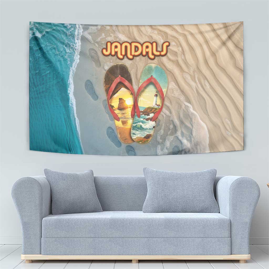 Kiwi Jandal Beach Life Tapestry New Zealand Flip Flops Ocean Wave Surf Style