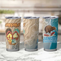 Kiwi Jandal Beach Life Tumbler Cup New Zealand Flip Flops Ocean Wave Surf Style
